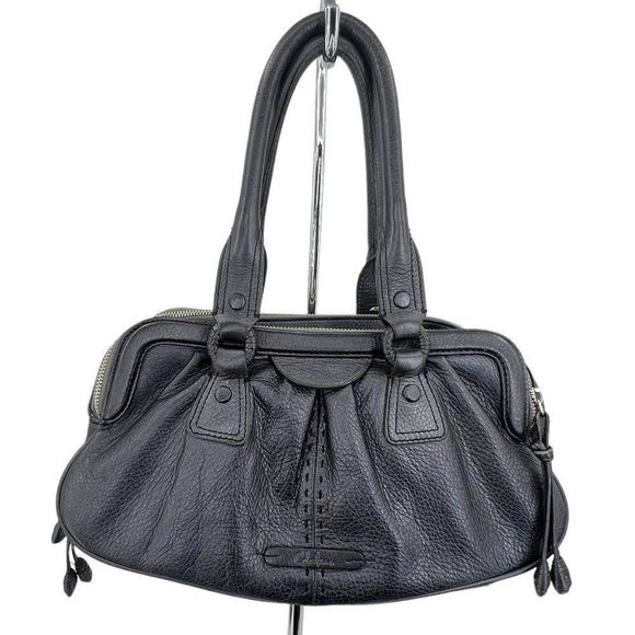 Cole Haan Village Triple Zip Satchel Handbag Pewter Leather - Picture 1 of 11